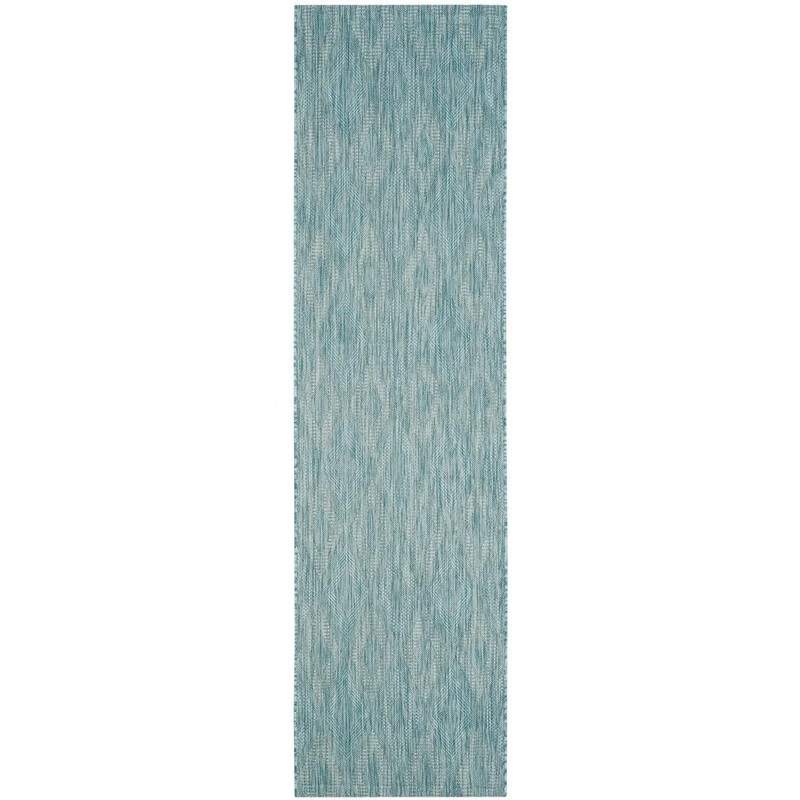 SAFAVIEH Courtyard Aqua 2 ft. x 7 ft. Solid Indoor/Outdoor Patio  Runner Rug CY8522-37122-27