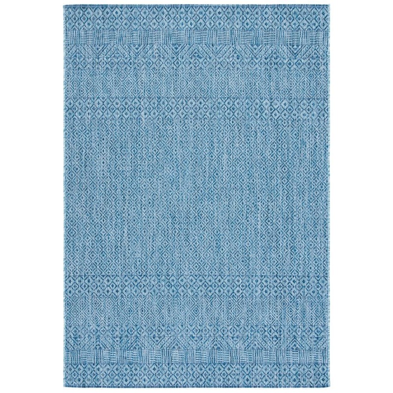SAFAVIEH Courtyard Aqua/Navy 8 ft. x 10 ft. Geometric Diamond Indoor/Outdoor Patio  Area Rug CY8235-39412-810