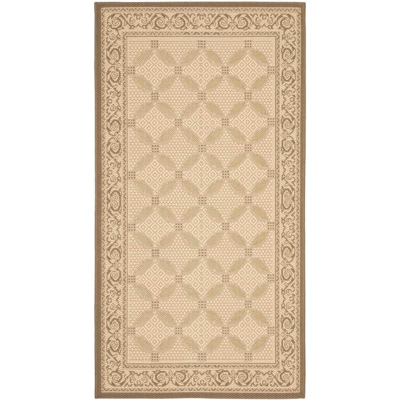 SAFAVIEH Courtyard Beige/Dark Beige Doormat 3 ft. x 5 ft. Border Indoor/Outdoor Patio Area Rug CY7107-79A21-3