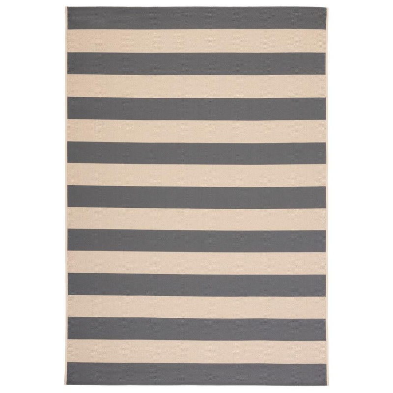 SAFAVIEH Courtyard Beige/Gray Doormat 3 ft. x 5 ft. Awning Stripe Indoor/Outdoor Area Rug CY6812-23612-3
