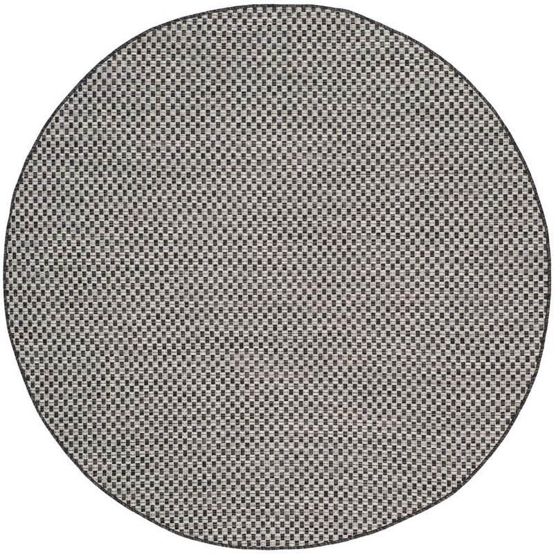 SAFAVIEH Courtyard Black/Light Gray 5 ft. x 5 ft. Round Solid Indoor/Outdoor Patio  Area Rug CY8653-37621-5R