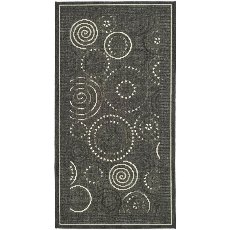 SAFAVIEH Courtyard Black/Sand Doormat 3 ft. x 5 ft. Border Indoor/Outdoor Patio Area Rug CY1906-3908-3
