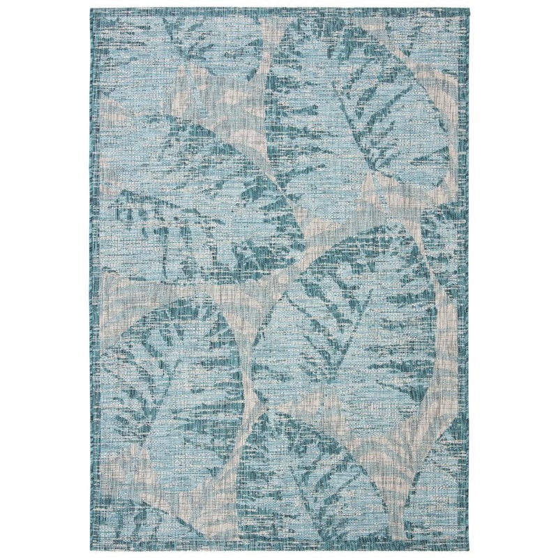 SAFAVIEH Courtyard Gray/Aqua 9 ft. x 12 ft. Geometric Indoor/Outdoor Patio  Area Rug CY8556-37212-9