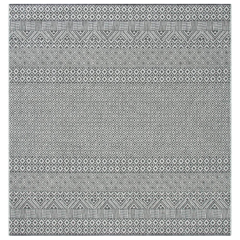 SAFAVIEH Courtyard Gray/Black 8 ft. x 8 ft. Geometric Diamond Indoor/Outdoor Patio  Square Area Rug CY8235-37612-8SQ