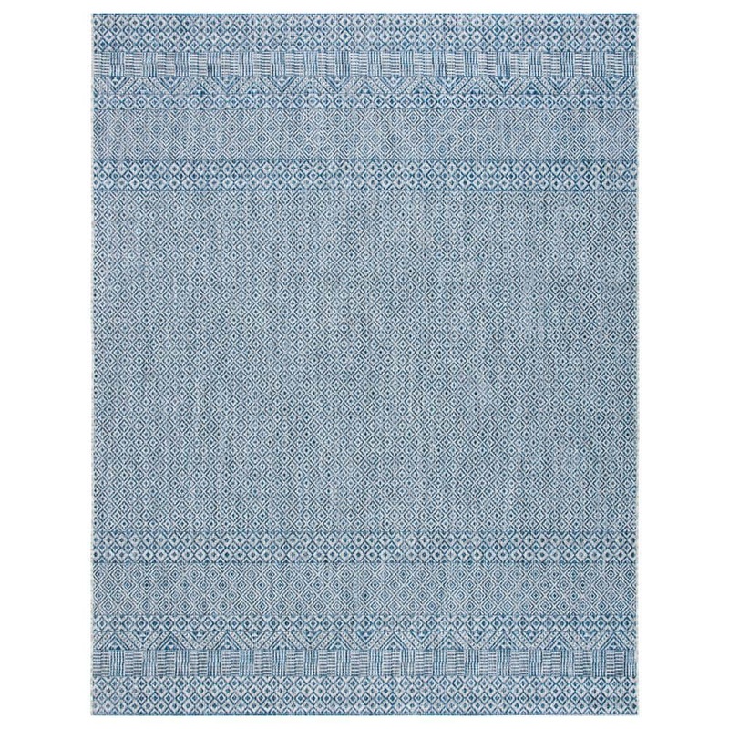 SAFAVIEH Courtyard Gray/Blue 10 ft. x 14 ft. Trellis Multi-Diamond Indoor/Outdoor Area Rug CY8235-36812-10