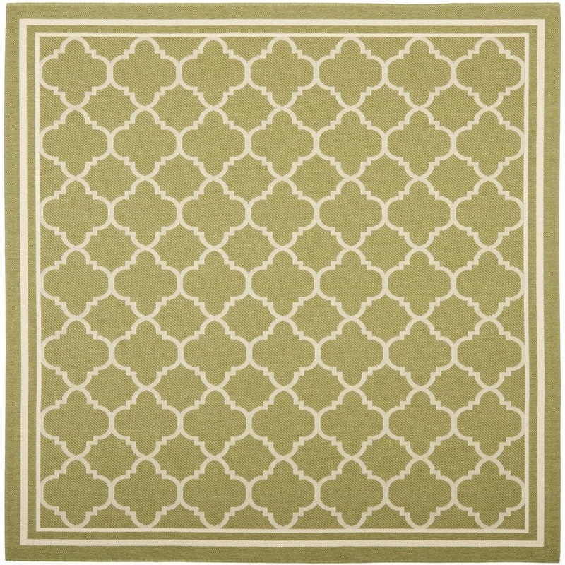 SAFAVIEH Courtyard Green/Beige 7 ft. x 7 ft. Square Geometric Indoor/Outdoor Patio  Area Rug CY6918-244-7SQ