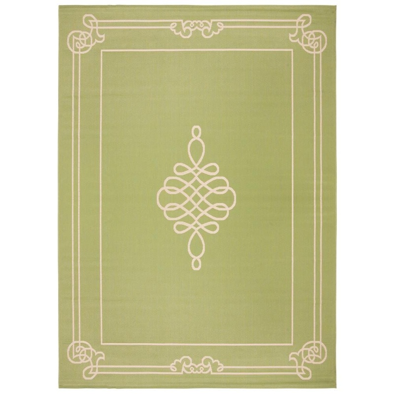 SAFAVIEH Courtyard Green/Cream 8 ft. x 11 ft. Border Indoor/Outdoor Patio  Area Rug CY6788-24-8