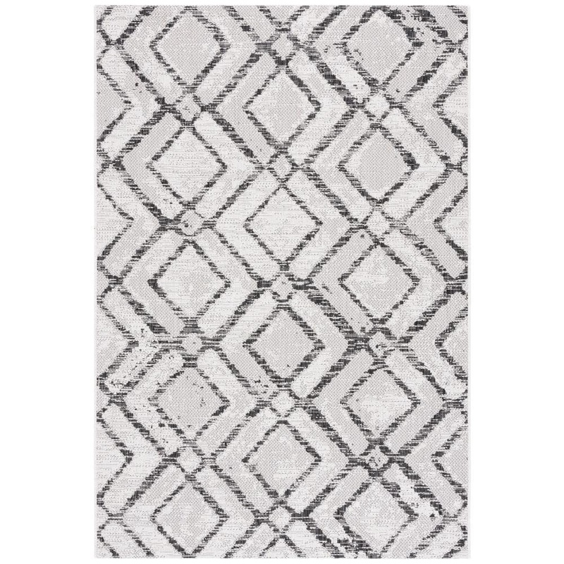 SAFAVIEH Courtyard Ivory/Black 9 ft. x 12 ft. Diamond Chevron Indoor/Outdoor Area Rug CY8951-53712-9