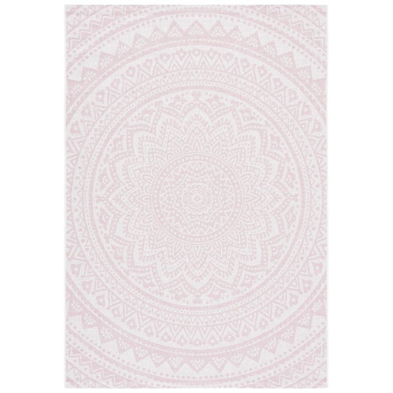 SAFAVIEH Courtyard Ivory/Soft Pink 8 ft. x 10 ft. Medallion Indoor/Outdoor Patio  Area Rug CY8734-56212-810