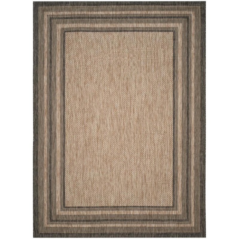 SAFAVIEH Courtyard Natural/Black 9 ft. x 12 ft. Striped Indoor/Outdoor Patio  Area Rug CY8475-37312-9