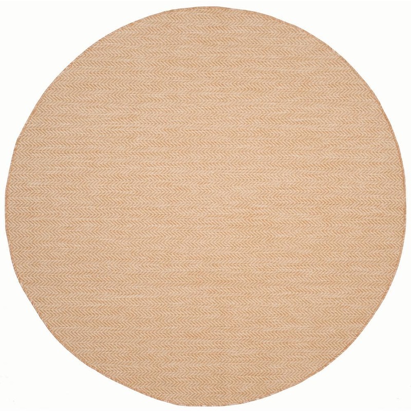 SAFAVIEH Courtyard Natural/Cream 7 ft. x 7 ft. Round Geometric Indoor/Outdoor Patio  Area Rug CY8022-03012-7R