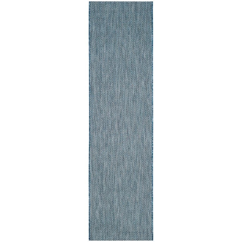 SAFAVIEH Courtyard Navy/Gray 2 ft. x 10 ft. Geometric Indoor/Outdoor Patio  Runner Rug CY8022-36821-210