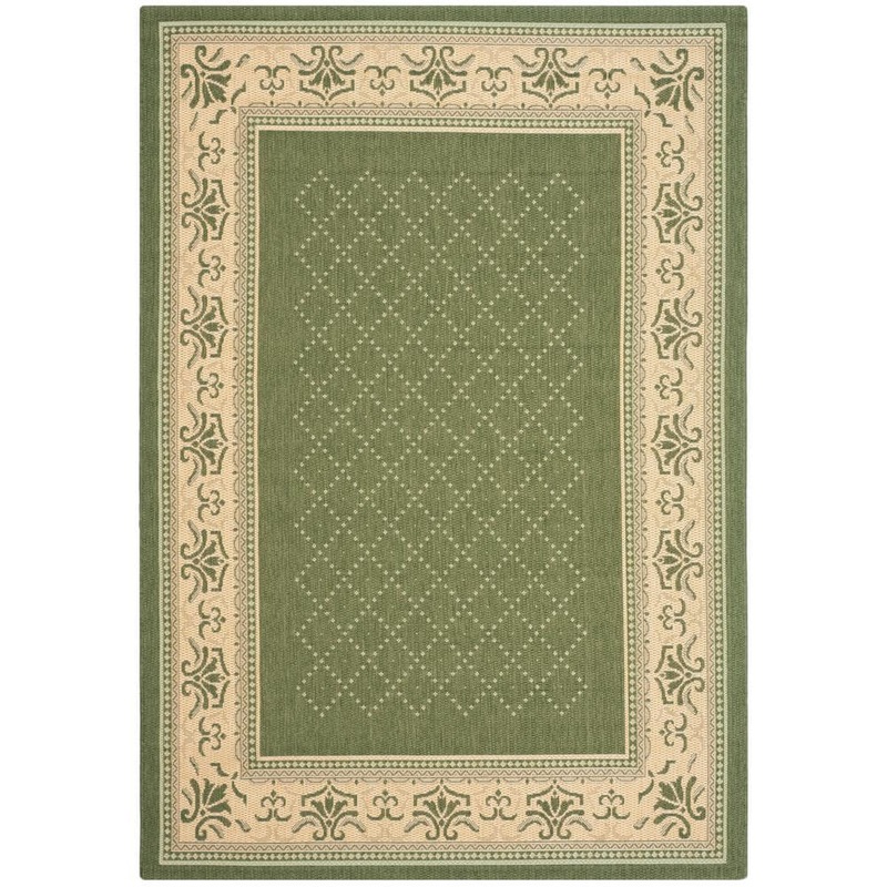 SAFAVIEH Courtyard Olive/Natural 9 ft. x 12 ft. Border Indoor/Outdoor Patio  Area Rug CY0901-1E06-9