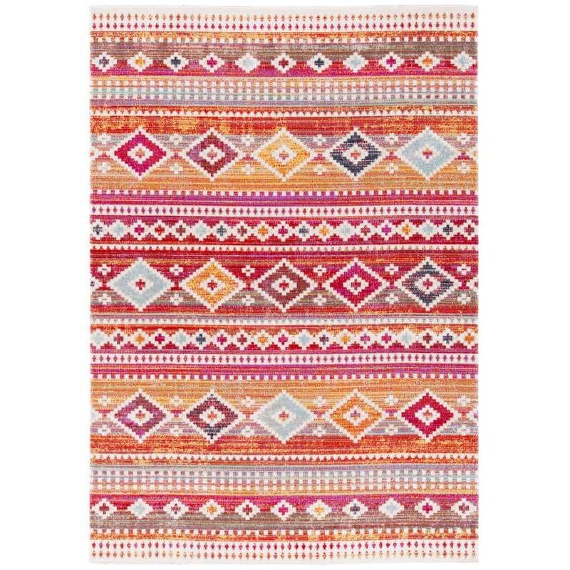 SAFAVIEH Montage Red/Fuchsia 6 ft. x 9 ft. Diamond Tribal Ikat Indoor/Outdoor Patio  Area Rug MTG272Q-6