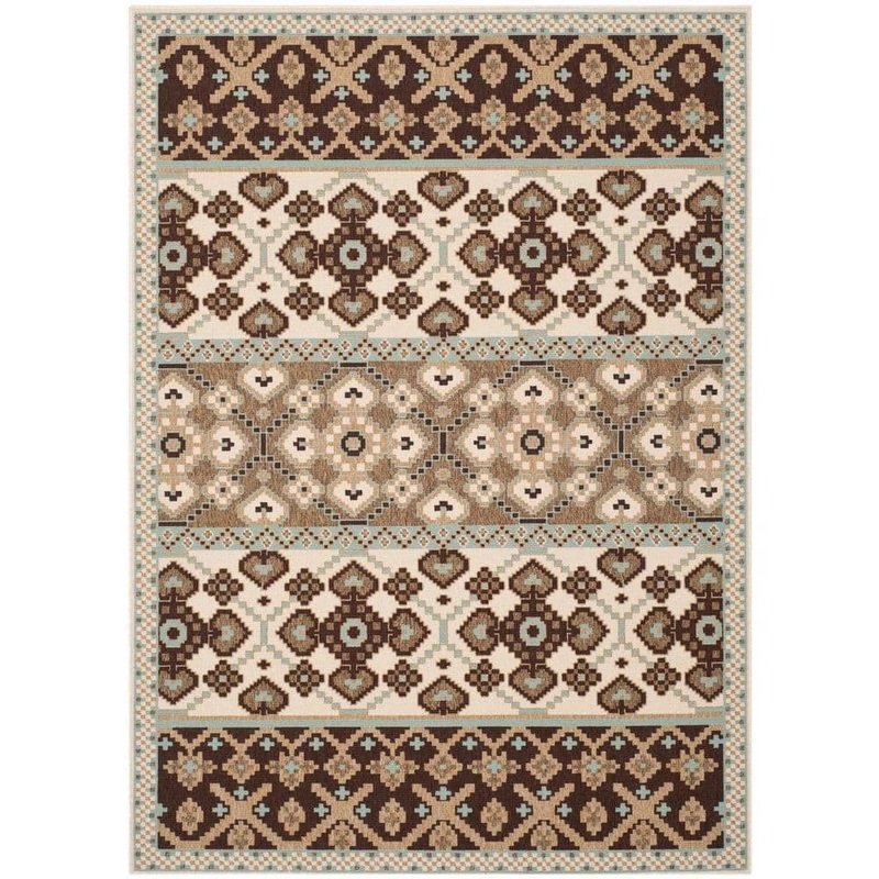 SAFAVIEH Veranda Cream/Chocolate 5 ft. x 8 ft. Border Indoor/Outdoor Patio  Area Rug VER093-0212-5