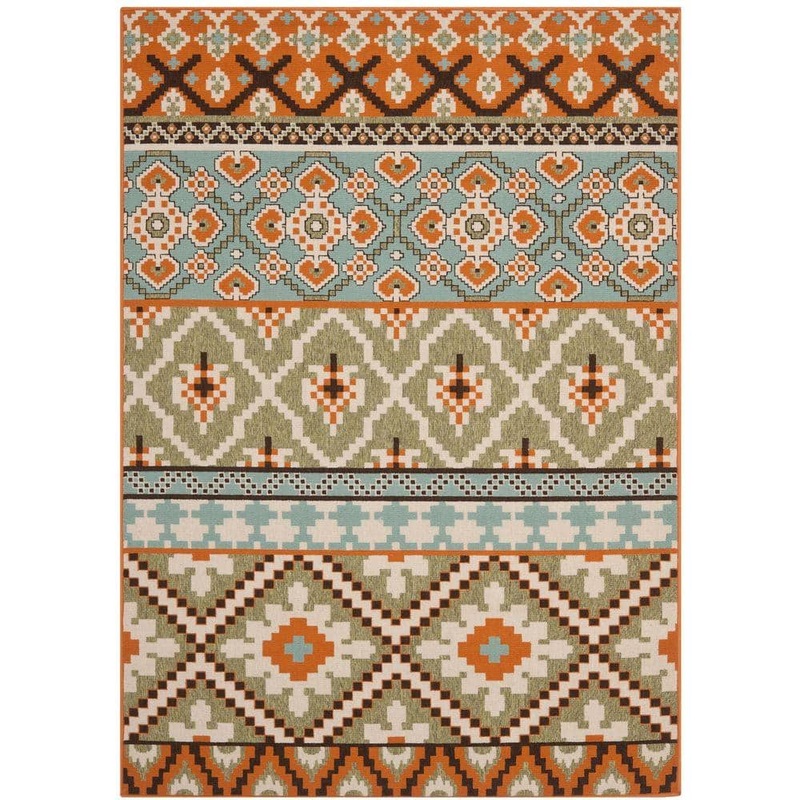 SAFAVIEH Veranda Green/Terracotta 4 ft. x 6 ft. Floral Indoor/Outdoor Patio  Area Rug VER097-0745-4