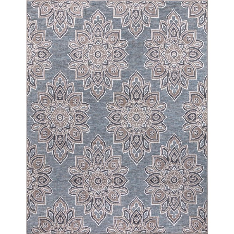 StyleWell Blue 8 ft. x 10 ft. Floral Indoor/Outdoor Area Rug 28017