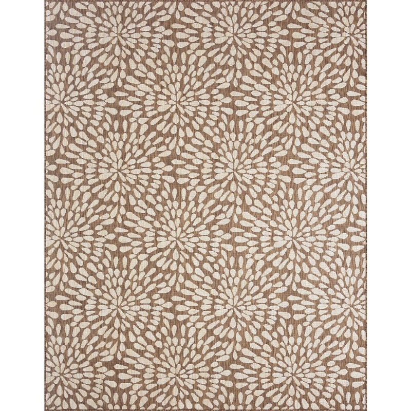 Tayse Rugs Eco Floral Brown 4 ft. x 6 ft. Indoor/Outdoor Area Rug ECO1903 4×6