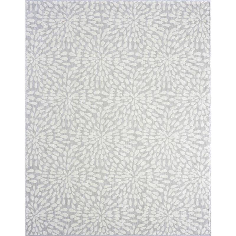 Tayse Rugs Eco Floral Gray 5 ft. x 8 ft. Indoor/Outdoor Area Rug ECO1904 5×8