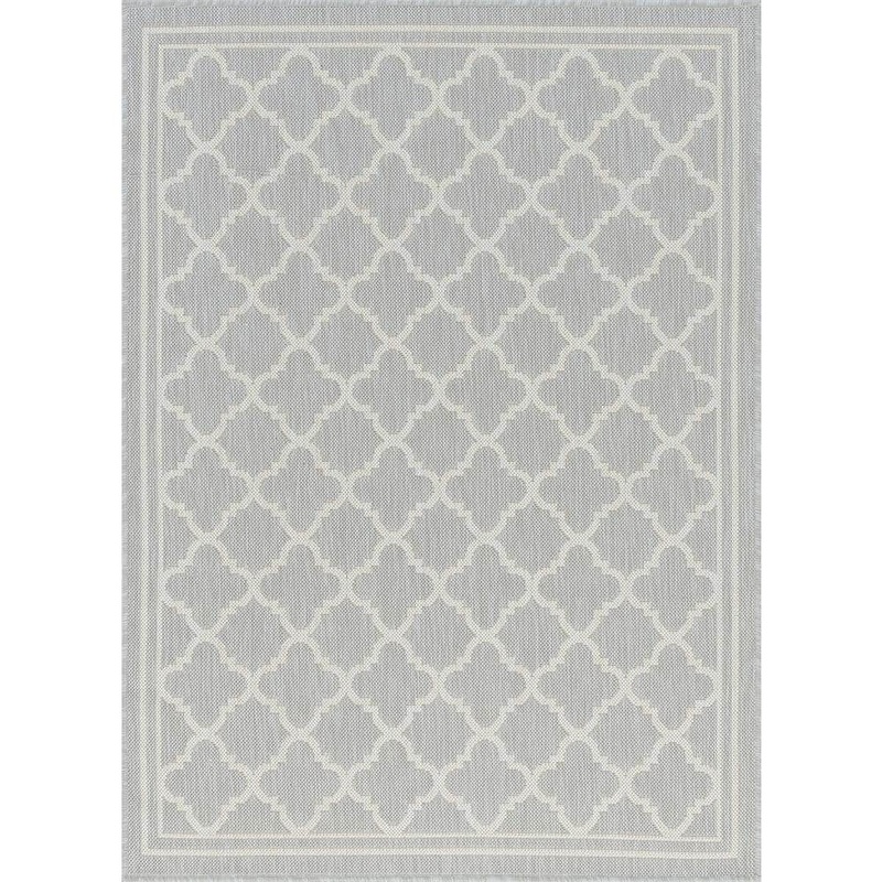 Tayse Rugs Eco Geometric Gray 5 ft. x 8 ft. Indoor/Outdoor Area Rug ECO1304 5×8