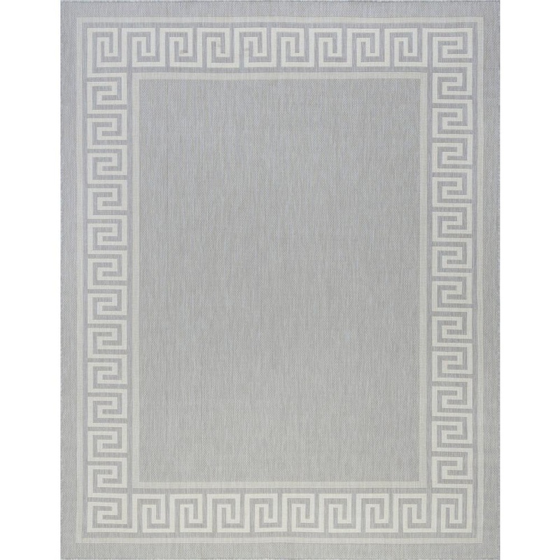 Tayse Rugs Eco Greek Key Gray 8 ft. x 10 ft. Indoor/Outdoor Area Rug ECO1004 8×10
