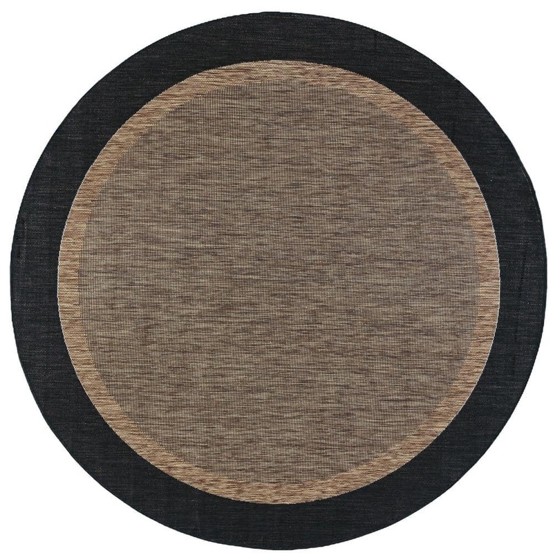 Tayse Rugs Eco Solid Border Gold 8 ft. Round Indoor/Outdoor Area Rug ECO1201 8RND