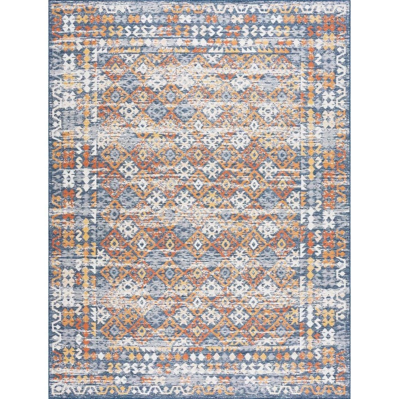 Tayse Rugs Flora Multi-Color 8 ft. x 10 ft. Moroccan Indoor/Outdoor Area Rug FLO1101 8×10