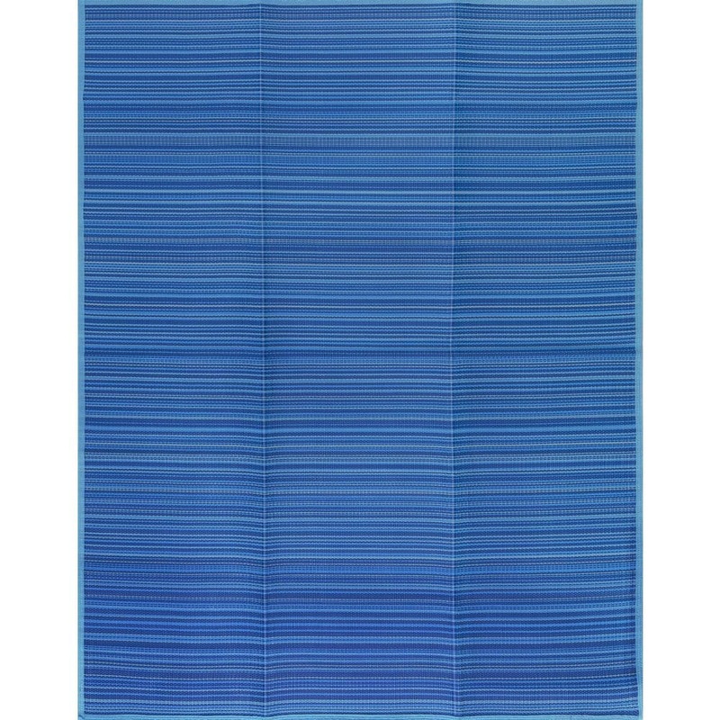 Tayse Rugs Luna Blue 5 ft. x 7 ft. Stripes Indoor/Outdoor Area Rug LNA1006 5×7