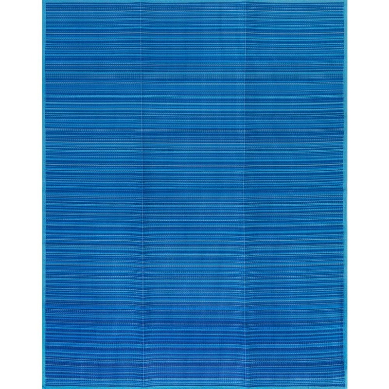 Tayse Rugs Luna Blue 8 ft. x 10 ft. Stripes Indoor/Outdoor Area Rug LNA1006 8×10