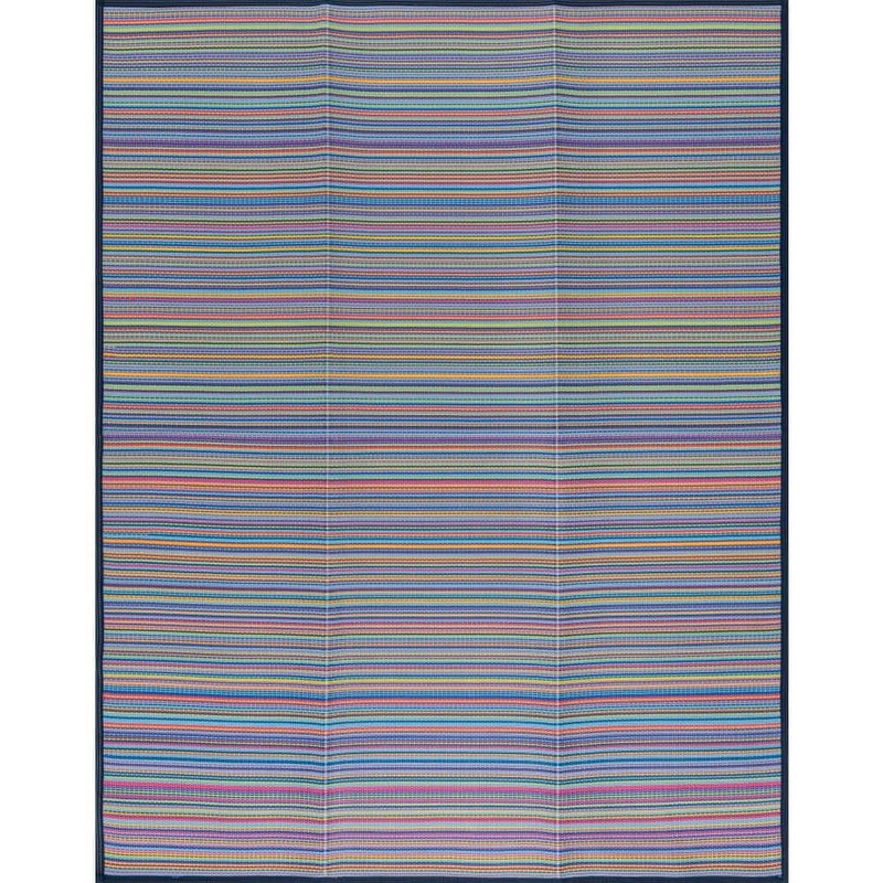 Tayse Rugs Luna Multi-Color 8 ft. x 10 ft. Stripes Indoor/Outdoor Area Rug LNA1001 8×10