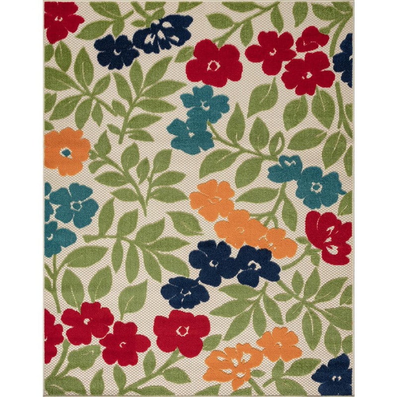 Tayse Rugs Oasis Floral Multi-Color 5 ft. x 7 ft. Indoor/Outdoor Area Rug OAS1501 5×7