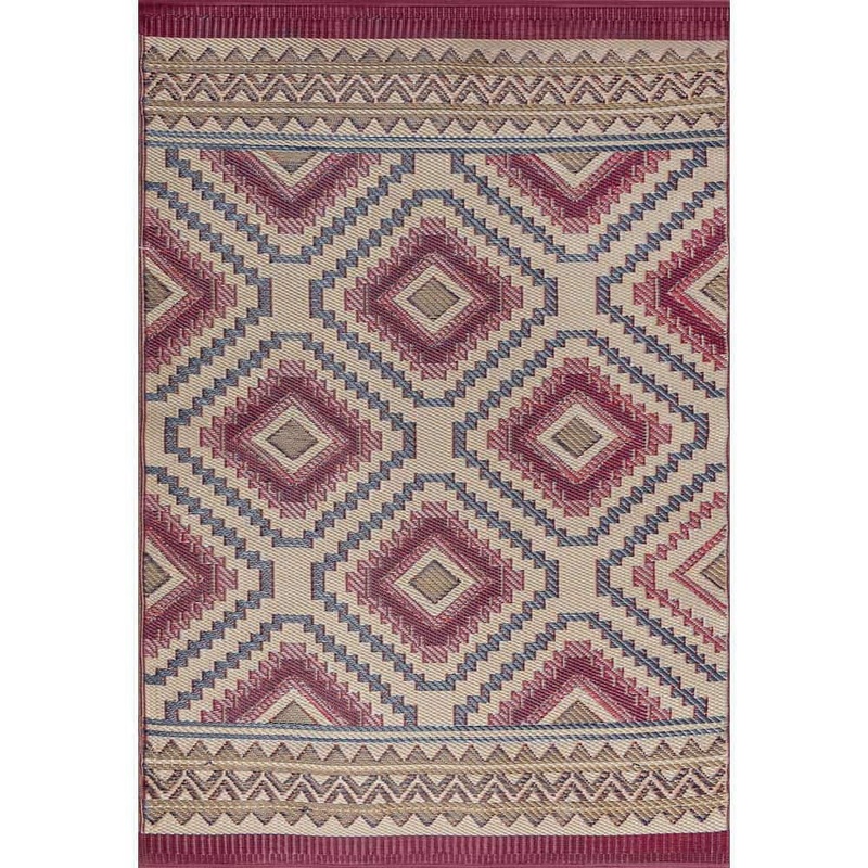 Tayse Rugs Sunset Burgundy 6 ft. x 9 ft. Geometric Indoor/Outdoor Area Rug SUN2000 6×9