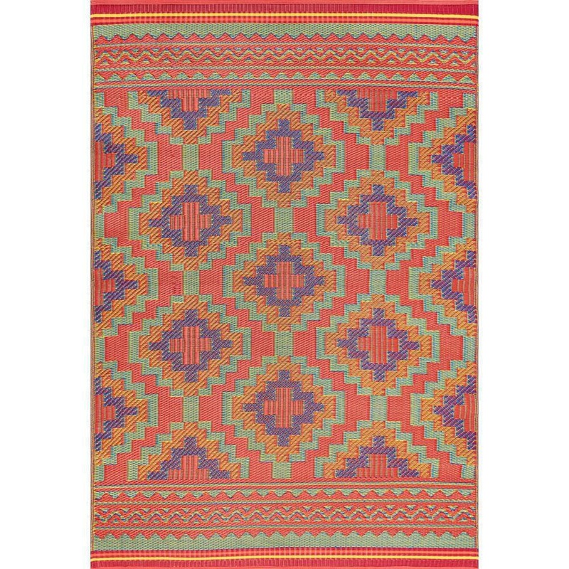 Tayse Rugs Sunset Multi-Color 6 ft. x 9 ft. Geometric Indoor/Outdoor Area Rug SUN1901 6×9