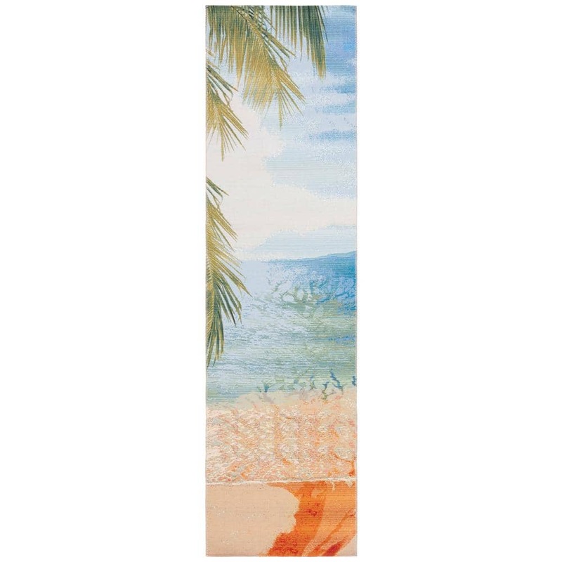 SAFAVIEH Barbados Gold/Blue 3 ft. x 10 ft. Runner Nautical Novelty Indoor/Outdoor Area Rug BAR515A-210