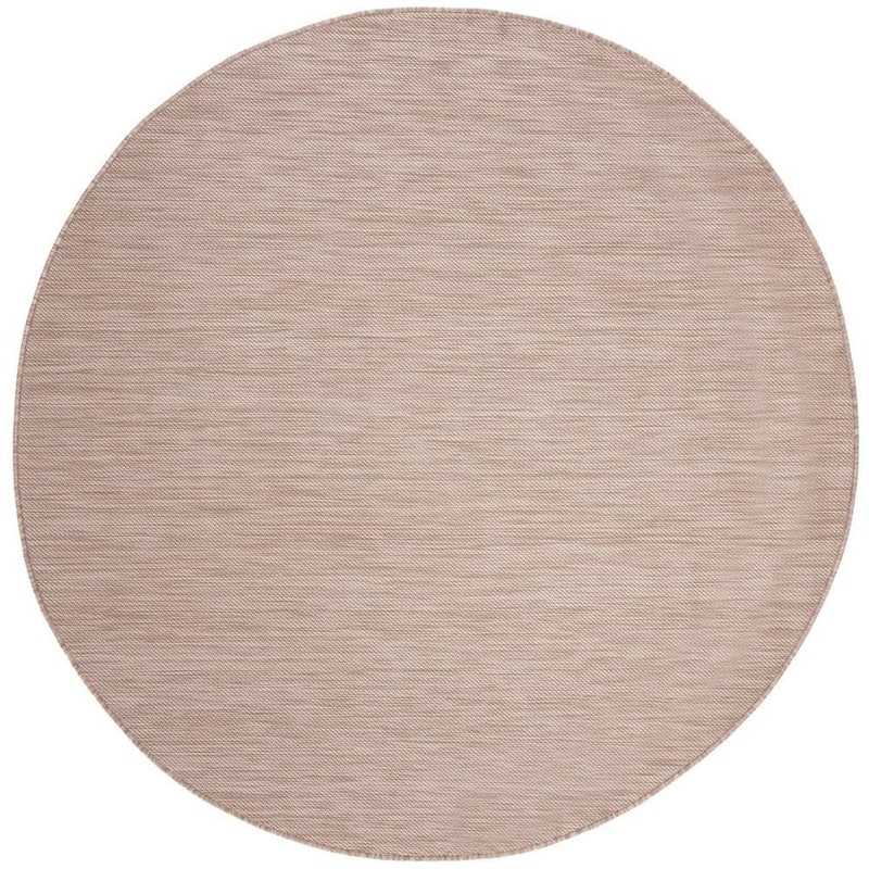 SAFAVIEH Beach House Beige 5 ft. x 5 ft. Solid Striped Indoor/Outdoor Patio  Round Area Rug BHS218B-5R