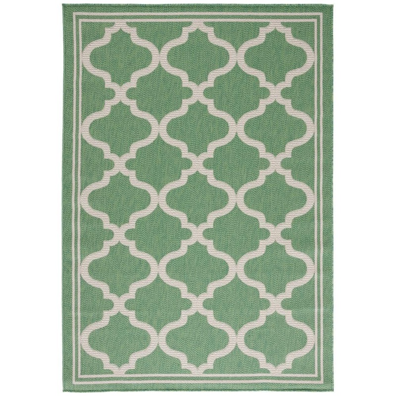 SAFAVIEH Bermuda Green/Beige 9 ft. x 12 ft. Border Trellis Indoor/Outdoor Area Rug BMU810Y-9