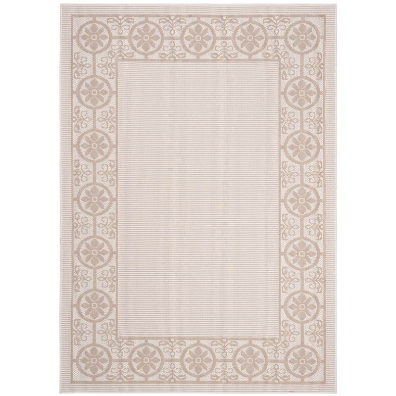 SAFAVIEH Bermuda Ivory/Beige 9 ft. x 12 ft. Floral Indoor/Outdoor Patio  Area Rug BMU815C-9