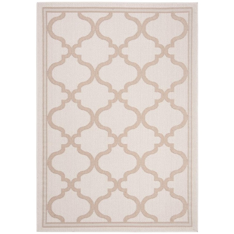 SAFAVIEH Bermuda Ivory/Beige Doormat 3 ft. x 5 ft. Border Trellis Indoor/Outdoor Area Rug BMU810C-3
