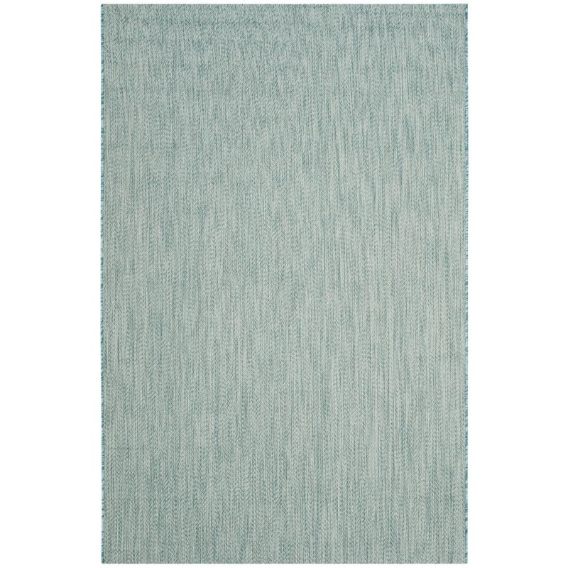 SAFAVIEH Courtyard Aqua/Gray 4 ft. x 6 ft. Geometric Indoor/Outdoor Patio  Area Rug CY8022-37121-4