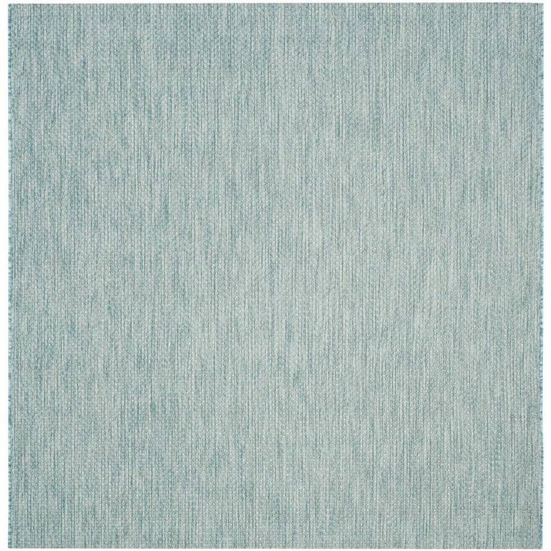 SAFAVIEH Courtyard Aqua/Gray 7 ft. x 7 ft. Square Solid Indoor/Outdoor Patio  Area Rug CY8521-37121-7SQ