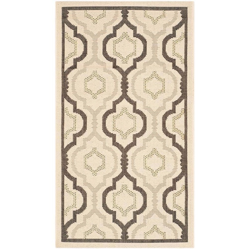 SAFAVIEH Courtyard Beige/Black Doormat 3 ft. x 5 ft. Geometric Indoor/Outdoor Patio Area Rug CY7938-256A21-3