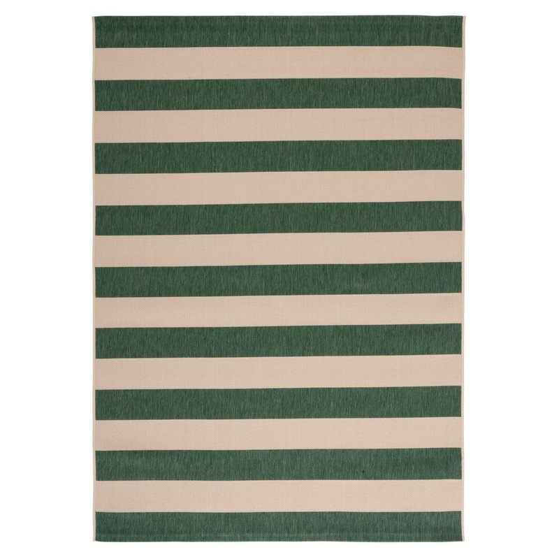 SAFAVIEH Courtyard Beige/Dark Green 5 ft. x 8 ft. Awning Stripe Indoor/Outdoor Area Rug CY6812-32212-5