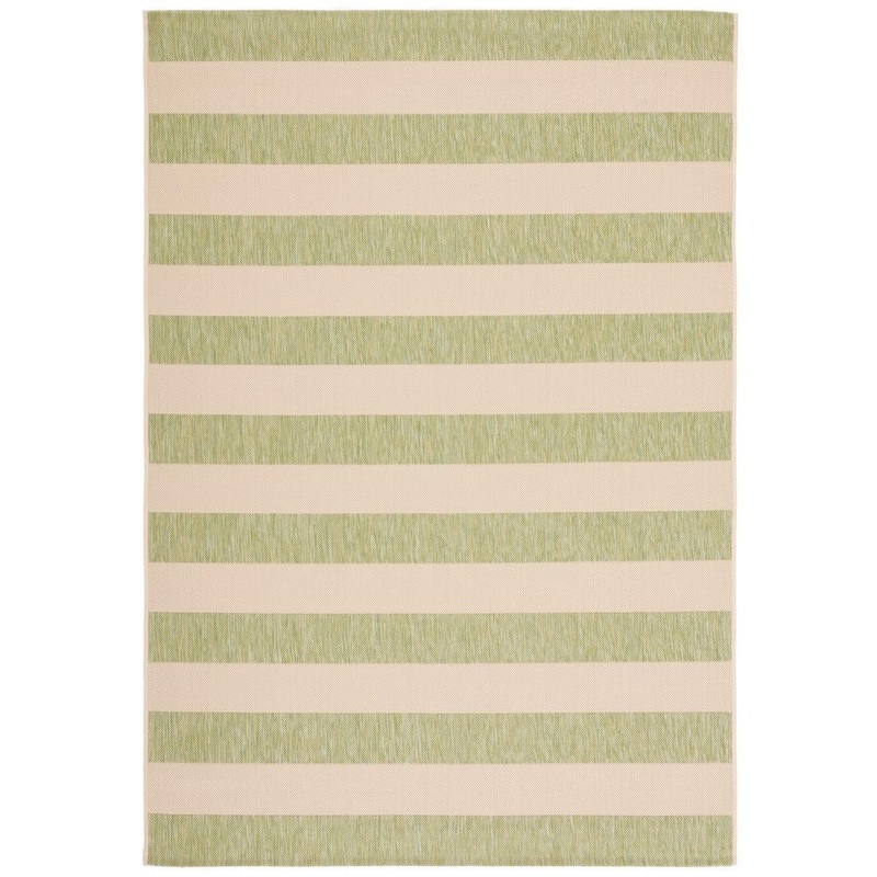 SAFAVIEH Courtyard Beige/Sage Green 8 ft. x 10 ft. Awning Stripe Indoor/Outdoor Area Rug CY6812-21812-810