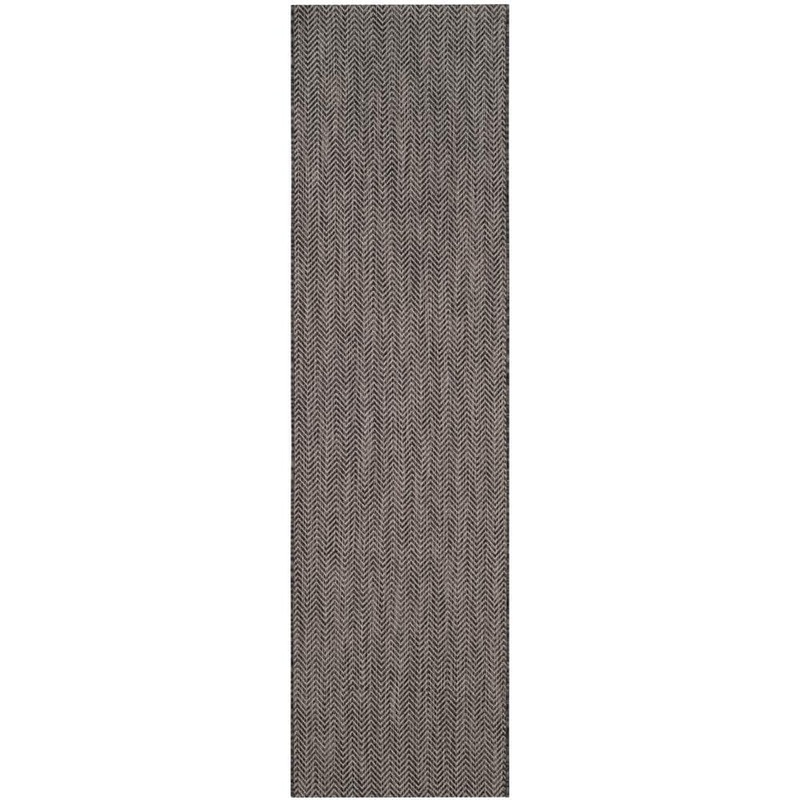 SAFAVIEH Courtyard Black/Beige 2 ft. x 8 ft. Geometric Indoor/Outdoor Patio  Runner Rug CY8022-36621-28