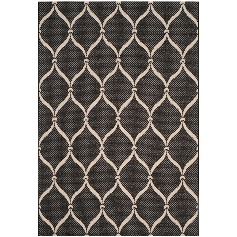 SAFAVIEH Courtyard Black/Beige 4 ft. x 6 ft. Trellis Indoor/Outdoor Area Rug CY6654-256-4