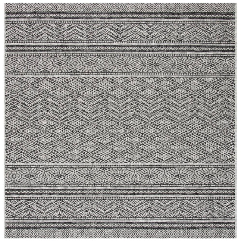 SAFAVIEH Courtyard Black/Gray 4 ft. x 4 ft. Chevron Tribal Indoor/Outdoor Patio  Square Area Rug CY8168-37621-4SQ