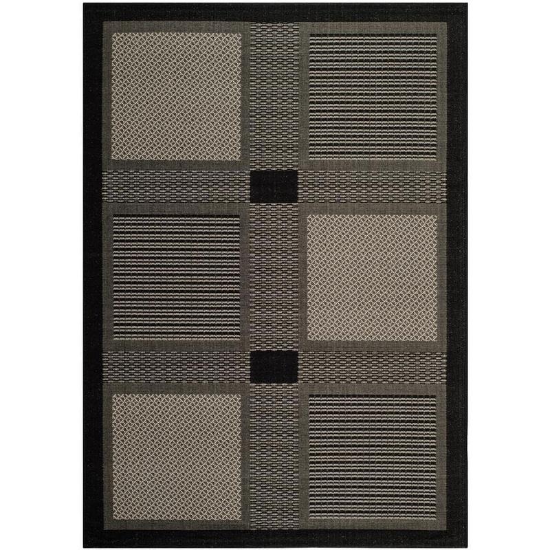 SAFAVIEH Courtyard Black/Sand 5 ft. x 8 ft. Border Indoor/Outdoor Patio  Area Rug CY1928-3908-5