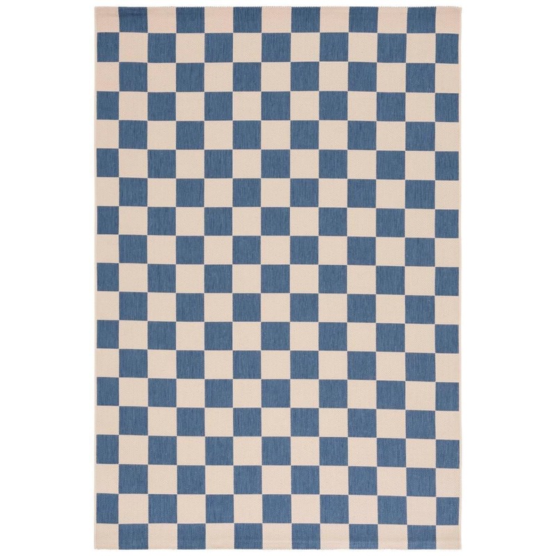 SAFAVIEH Courtyard Blue/Beige 4 ft. x 6 ft. Checkered Indoor/Outdoor Area Rug CY6442-23321-4