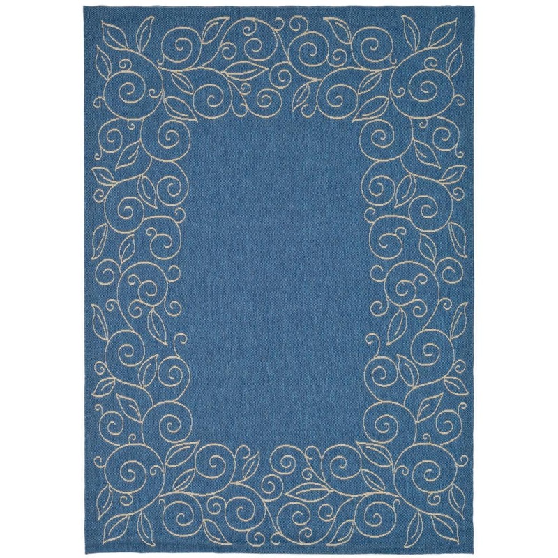 SAFAVIEH Courtyard Blue/Beige 5 ft. x 8 ft. Floral Indoor/Outdoor Patio  Area Rug CY5139C-5