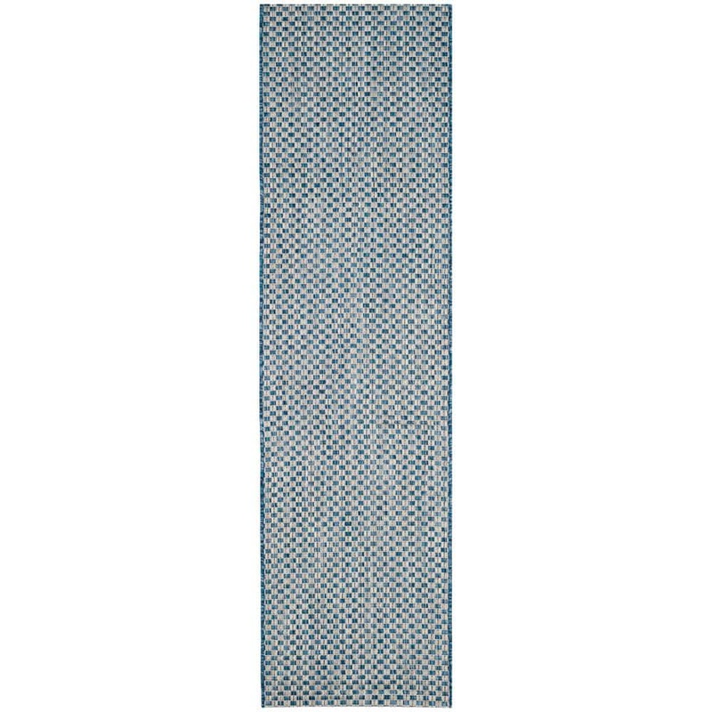 SAFAVIEH Courtyard Blue/Light Gray 2 ft. x 8 ft. Solid Indoor/Outdoor Patio  Runner Rug CY8653-36821-28